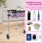 Walker Basket for Seniors, Walker Accessories, Folding Walker Bag with Large Capacity & Never Tipping Over, Best Gift- Gray (Not Fit Rollator Walkers) (Purple)