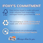 Foxy Tornado Kitchen Roll (Pack of 6) – Ultra Absorbent 3-Ply Kitchen Towel with Vortex Embossing – 300 Extra-Large Sheets Per Jumbo Roll (240 x 226mm) – Strong & Reliable – FSC® Certified