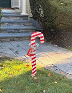 Worth Imports 36" Tin Candy Cane Stake, Red;White;Silver