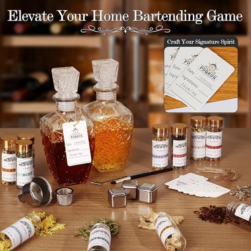Alcohol Infusion Kit for Infusing Whiskey, Gin, Vodka, Tequila, Rum - DIY Your Own Flavored Spirits with Natural Ingredients - Anniversary, Birthday Gift for Men, Husband