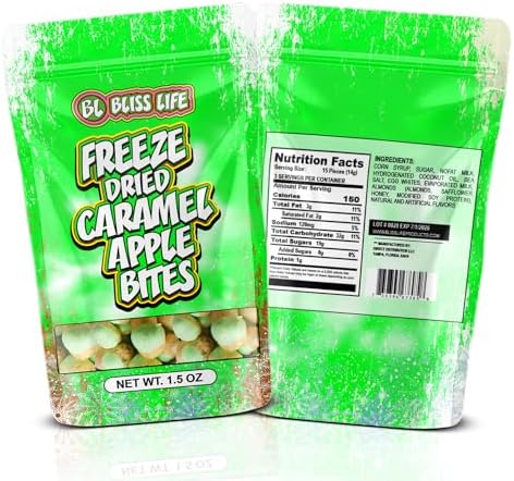 Caramel Apple Bites Freeze Dried Fruit Candy from TikTok, ASMR Crunchy Candy, Sweet and Sour Kids Snacks, Unique Novelty Snack for Kids 1.5 OZ