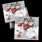 20ct 13x13 Decoupage Snowman Napkins - Christmas Paper Napkins for Kids - Disposable, Cute Smile
