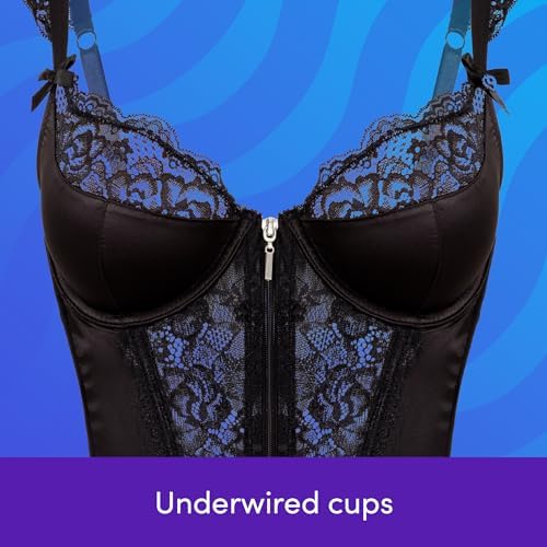 Lovehoney Lingerie Treasure Me Regular to Plus Size Satin Push Up Basque & G-String Set - Underwired Cups & Suspender Straps