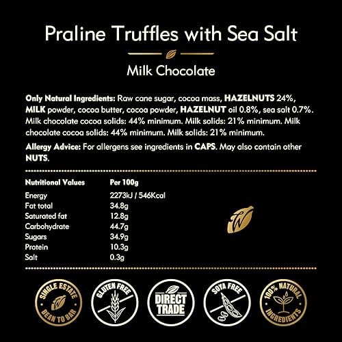 Willie's Cacao 16-Piece Milk Chocolate Praline Truffles with Sea Salt
