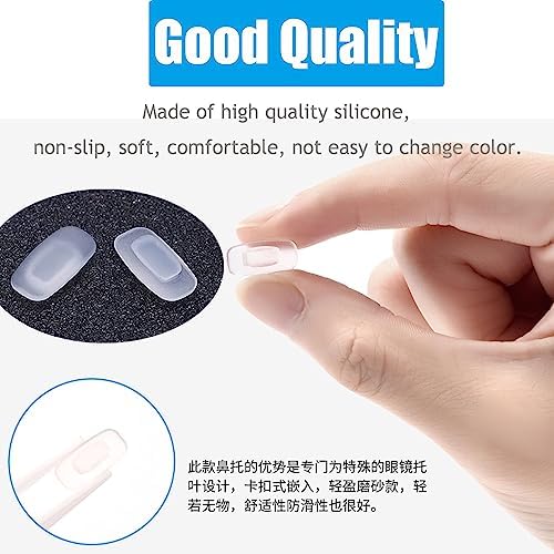 OPUGIT Eyeglass Nose Pads 5 Pairs Push in Soft Silicone Replacement Rectangle Push Slide Slip in Silicone Nosepads for Eye Glasses Eyeglasses Sunglasses, Clear, M size