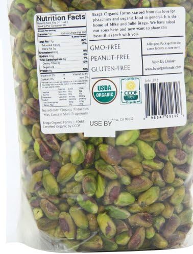 Braga Organic Farms Organic Raw Pistachios Kernels 2 lb. bag
