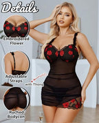 Avidlove Lingerie for Women Mesh Babydoll Lingeries Lace Chemise Floral Sleepwear Dress Sheer Exotic Boudoir Outfit S-XXL