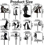 12Pcs Mr and Mrs Cake Topper Mr & Mrs Wedding Cake Toppers Bride and Groom Black Acrylic Wedding Cake Decorations Cake Decor for Engagement Anniversary Cake Decoration Party Supplies