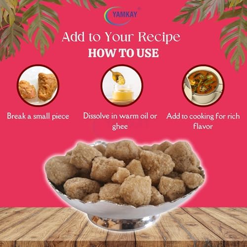 Yamkay Organic Asafoetida | Hing | Hengu Ingu Kayam and Ting Whole | For Cooking | 100% Pure And Organic Food Spice | Indian Flavor For Food | Premium-Quality Whole Hing | Indian Resin | Spice for Cooking | Pure & Natural - 100% Authentic (300 GM)