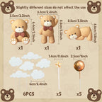 JeVenis Luxury Beige Brown Bear Cake Decoration Beige Brown Balls Cake Topper Boho Bears Cake Cake Decoration Baby Shower Birthday Cake Decoration