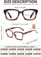 Hubeye 3 Pack Oprah Style Oversized Reading Glasses for Women Men Blue Light Blocking, Ladies Stylish Retro Square Large Computer Readers+2.5