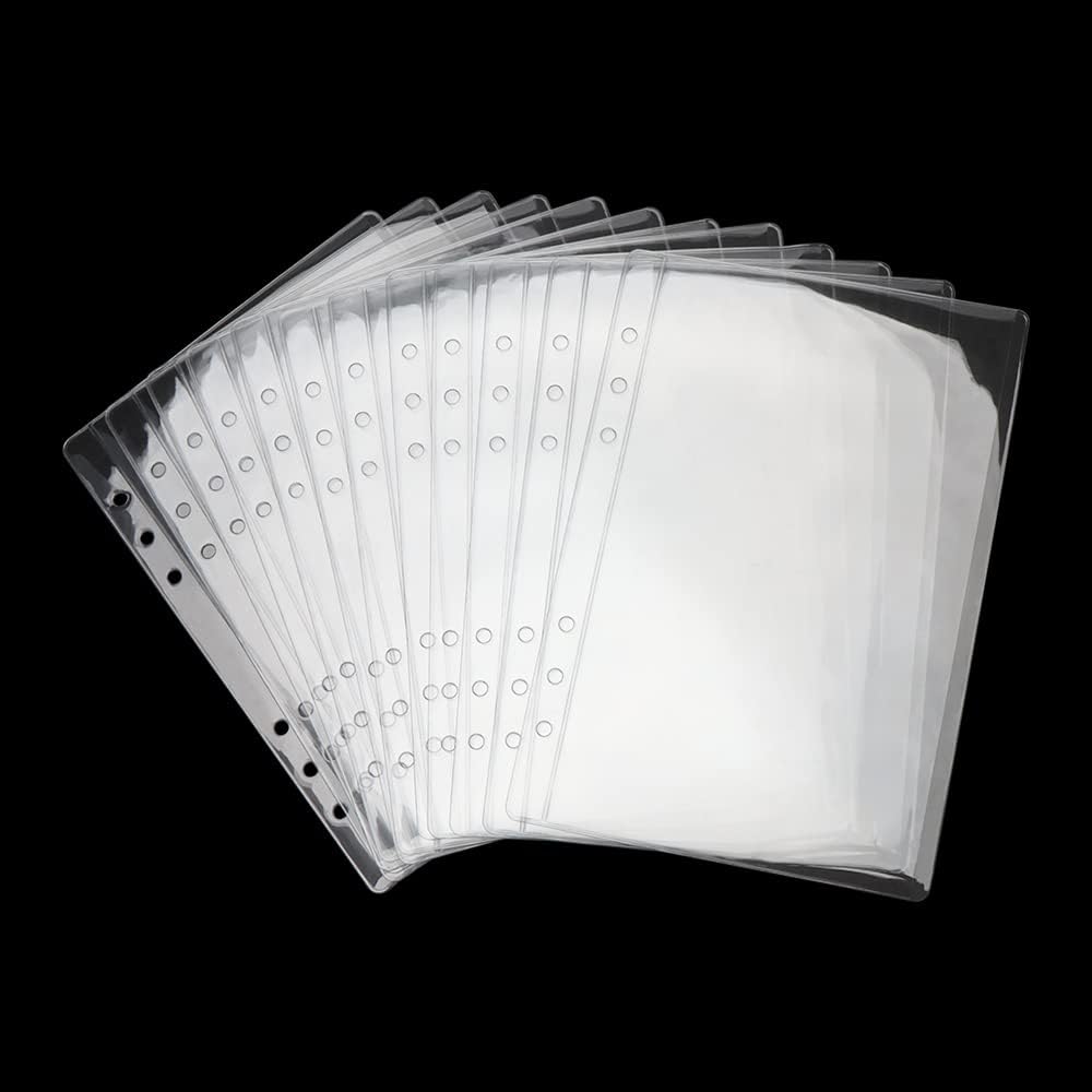 A5 Binder Pockets 12pcs Clear PVC Binder Pouches 6 Holes Zipperless Side Open Cash Budget Envelopes Waterproof Document Filing Bags for A5 Binder Protectors Photos, Cash Organize