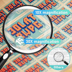 10X 30X Magnifying Glass for Reading, Handheld Magnifier for Reading, 90mm Magnifying Glass Scratch Resistant Lens, Soft Handle for Close Work Book Newspaper Nature Exploration (Black)