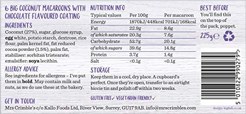 Mrs Crimble's Gluten Free Chocolate Macaroons - 6 Slices per pack (Pack of 6, Total 36 Slices)