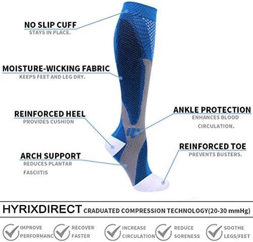 Double Couple 6 Pairs Compression Socks for Men Women 20-30mmhg Knee High Support for Sports Circulation