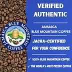 Cafe Blue – 100% Authentic Jamaica Blue Mountain Coffee from Clifton Mount Estate, Medium Roast Whole Bean, Premium Arabica Beans, Bag of 16 Ounces (1 Pound, 454 Grams)