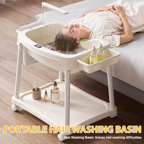 Portable Head Spa Waterfall Device, Adjustable Shampoo Bowl with Water Circulation System, Height-Adjustable Bedside Shampoo Basin, And Scalp Massage Water Dispensing Set,Bb