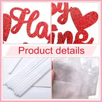 Valentine's Day Cake Toppers with Glitter Red Hearts "Happy Valentine's Day" Message, Cupcake Topper Red Glitter Cake Decoration – Perfect for Romantic Party Desserts-10 Pack