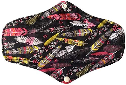 MUMBABY 6 Pieces 25.4cm (10 inch) Regular Charcoal Bamboo Mama Cloth/Menstrual Pads/Reusable Sanitary Pads (Black, M)