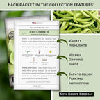Sow Right Seeds - Armenian Yard Long Cucumber Seed Collection for Planting - Armenian Pale Green and Painted Serpent - Non-GMO Heirloom Packets with Instructions to Plant and Grow a Vegetable Garden