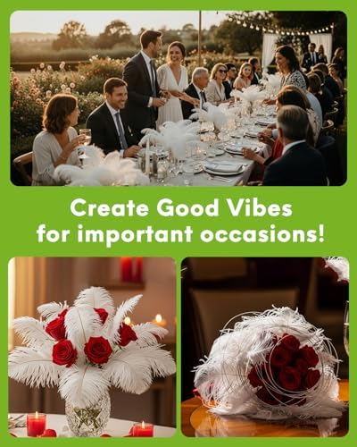 NEWONG 30pcs White Ostrich Feathers Natural Bulk 8-10inch(20-25cm) Vase Craft Wedding Home Party Centerpieces Christmas Day Decoration