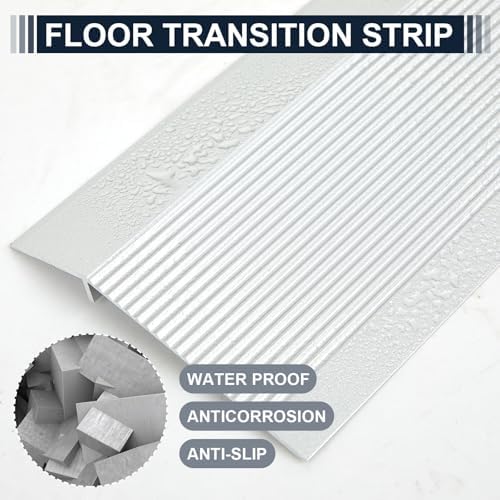 2 Pcs Aluminum Floor Transition Strip Thickness About 1.8 mm 36 Inch Threshold Ramps for Doorway Door Threshold Reducer Doorway Edge Trim Suitable for Threshold Height Less Than 1.6 Inches (Silver)