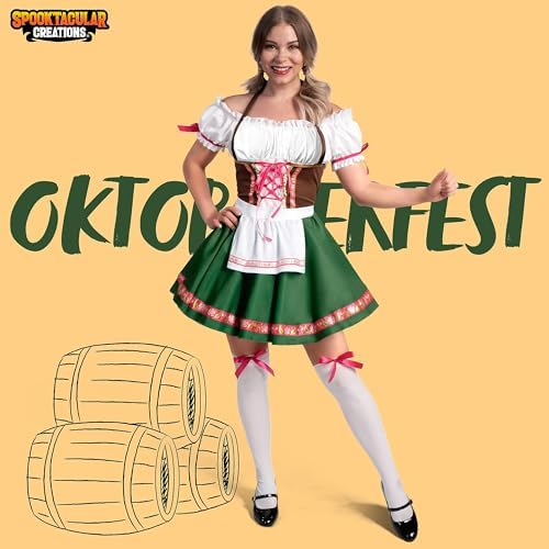 Spooktacular Creations Oktoberfest Outfits Women Costume, German Bavarian Dirndl Dress for Halloween Cosplay Beer Carnival
