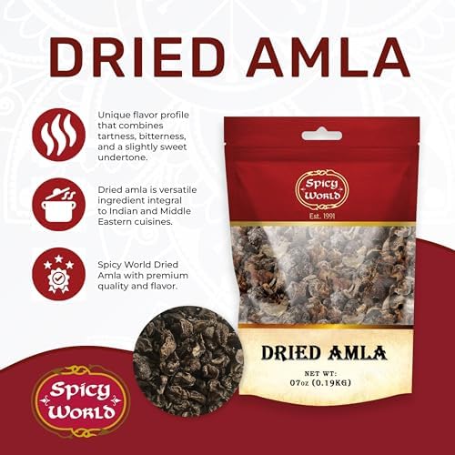 Spicy World Dried Amla Fruit (Indian Gooseberry) 7 Ounce Bag - Pure, and High Vitamin C Content
