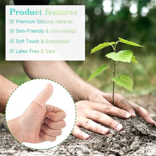PAGOW 10pcs Gel Finger Cots/Covers, Silicone Finger Protector Support, Finger Caps Finger Sleeves Thumb Protector for Finger Cracking Trigger Finger Arthritis Pain Relief (Beige, Short)