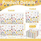 Konsait Flower Napkins - 50 Pack Spring Floral Dragonfly Decorative Paper Napkins for Wedding, Tea Party, Bridal Shower & More, 6.5 x 6.5 Inches
