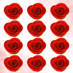 Confect Edible Red Flower | Edible Flower for cake decorations | Edible Flower Cupcake Toppers | | Cupcakes & Doughnut Edible Toppers | Red Sugar Flower- Vegan, Gluten-Free, Nut-Free, Dairy-Free, Palm Oil-Free -Pack of 12