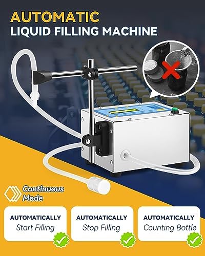 Hanchen Liquid Filling Machine 1-118 Ounce Bottle Filler Machine Automatic Liquid Dispenser Electric Digital Control Diaphragm Pump for Water Juice Cosmetic Oil Single Heads One Year Warranty 110~220V