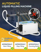 Hanchen Liquid Filling Machine 1-118 Ounce Bottle Filler Machine Automatic Liquid Dispenser Electric Digital Control Diaphragm Pump for Water Juice Cosmetic Oil Single Heads One Year Warranty 110~220V