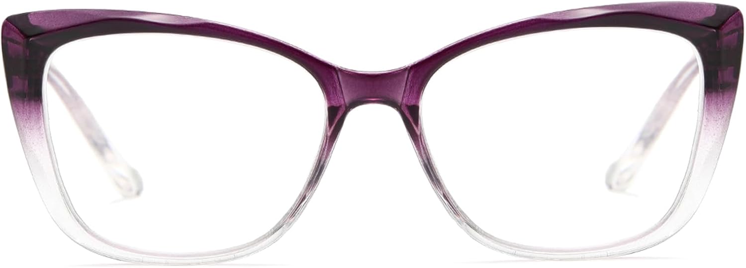Oversized Cat-Eye Reading Glasses for Women Men, Lightweight Large Readers Trendy Eyeglasses (Purple, +2.50)