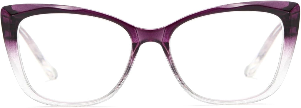 Oversized Cat-Eye Reading Glasses for Women, Lightweight Large Frame Fashion Readers (Purple, +1.50)