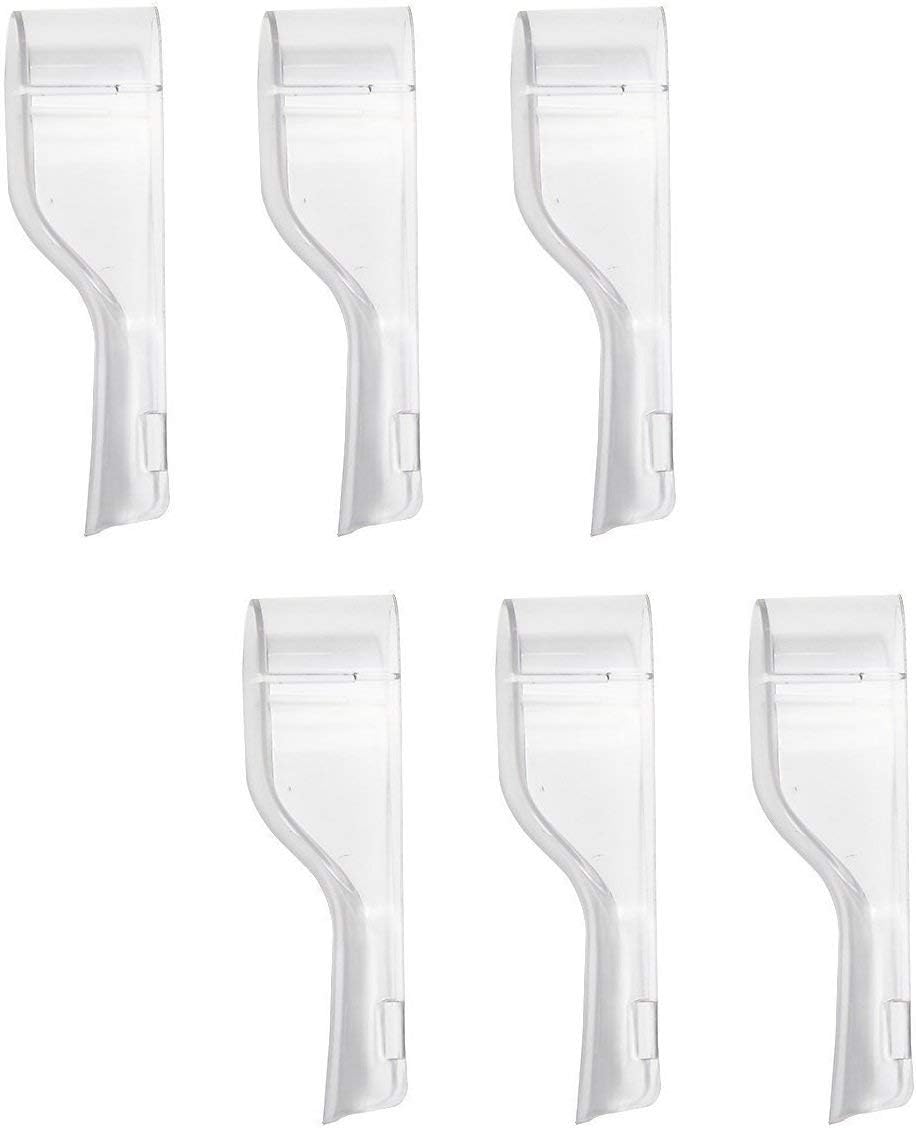 Travel Electric Toothbrush Heads Cover Plastic Protective Cap Case Compatible with Oral-B Long Dual-Heads Replacement Tooth Brush Heads(6 Pack) Clear