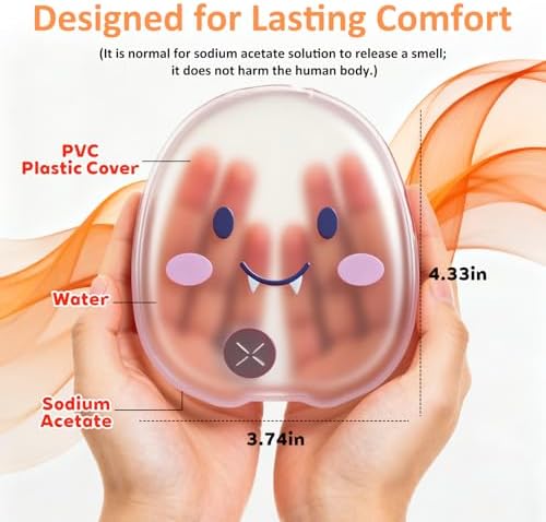 5 Pcs Reusable Snap Heat Packs, Click Pouch Gel Hand Warmers - Long Lasting Warmth for Camping, Outdoor Use