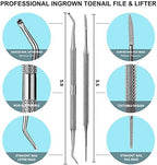 FAMILIFE Ingrown Toenail File and Lifter, 2 pcs Ingrown Toenail Tool Double Sided with Storage Case Professional Corrector 100% Stainless Steel Removal Pedicure Kit, Ideal for Home, Travel, Salon Use