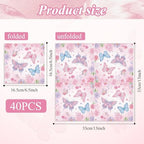 40 Pack Butterfly Party Paper Napkins – 13 x 13 Inches Disposable Pink Floral Butterfly Luncheon Cocktail Napkin Party Supplies for Girls’ Birthday, Spring Celebrations, and Garden-Themed Parties