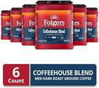 Folgers Coffeehouse Blend Medium Dark Roast Ground Coffee, 9.6 Ounces (Pack of 6)