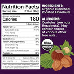 Wilderness Poets, Organic Roasted Hazelnut Butter - (8 Ounce) - One Ingredient, Gluten Free, Non GMO, No Salt, No Sugar - Glass Jar