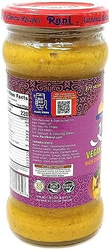 Rani Korma Curry Vegan Simmer Sauce (Rich Coconut, Onion, Garlic & Spices) 14oz (400g) Glass Jar ~ Easy to Use | Vegan | No Colors | All Natural | NON-GMO | Gluten Free | Indian Origin