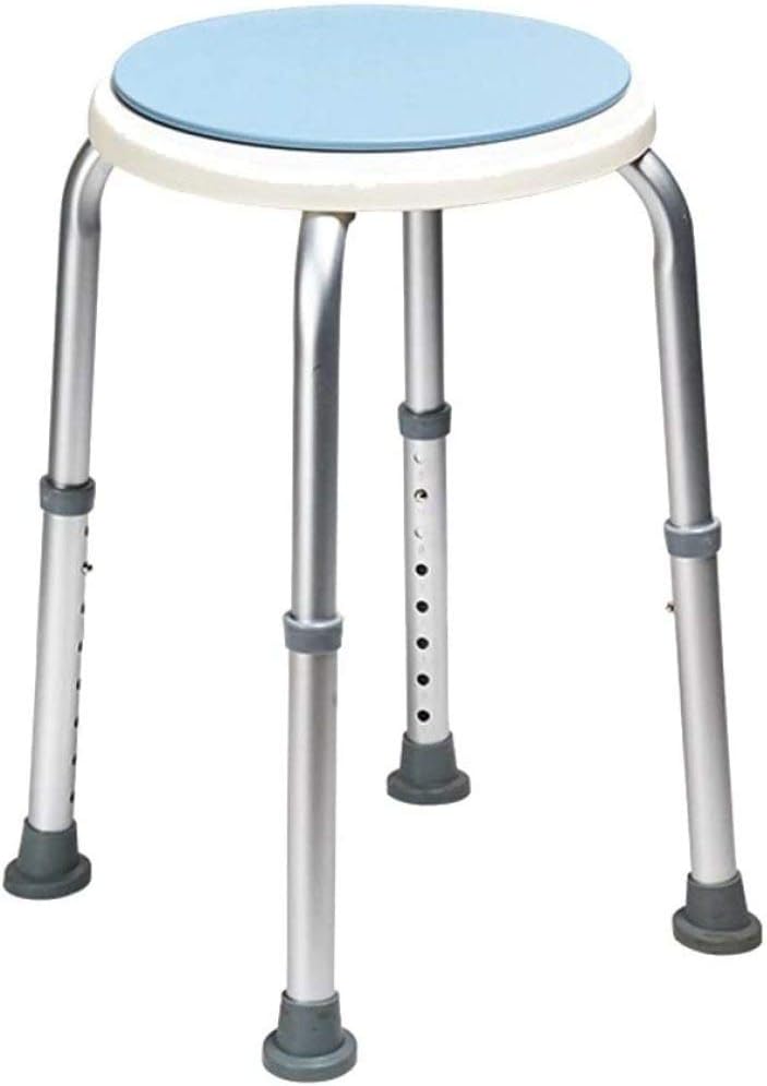 Lightweight Bath Stool,Height Adjustable Shower Stools with Swivel Seat,Tool-Free Assembly Bathroom Aid for Elderly/Disabled,33x33x55cm