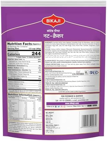 Bikaji Nut Cracker 35.27 oz (1 kg), Spicy Coated Peanuts, Crunchy Indian Namkeen, Protein-Rich Munchies, Everyday and Tea-Time Snacks, Indian Party Mix, Ready-to-Eat