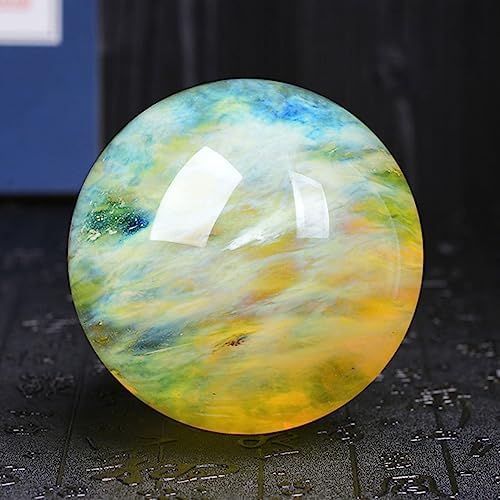 Natural Healing Crystal Ball Yellow Smelt Quartz Crystal Ball with Stand for Meditation, Healing, Divination Sphere, Home Decoration, Fengshui,7in(180mm)