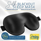 Silk Sleep Eye Mask for Men Women, Comfortable Super Soft Eye Mask with Adjustable Strap, 100% Pure Silk, Blocks Light, Jersey Slumber (Black, 1 Count (Pack of 2))