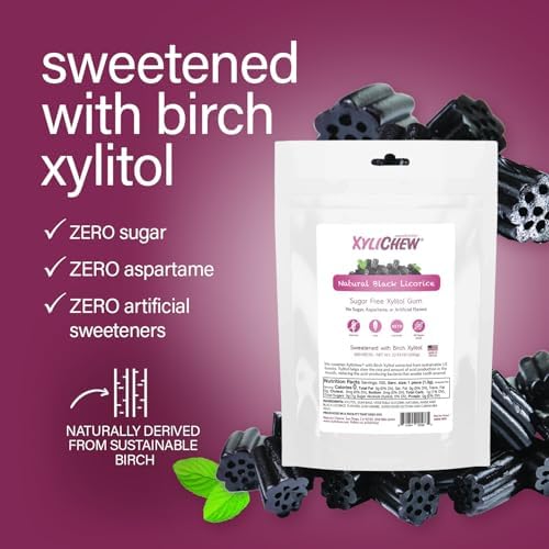 Xylichew Xylitol Gum - Chewing Gum Sugar Free, Aspartame Free, Gluten Free, Keto - Sugarless, Healthy, Natural Oral Care - Relieves Bad Breath and Dry Mouth - Licorice, 500 Count