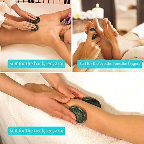 4Pcs Hot Massage Stones Set Green Jade Heated Warmer Stone for Spa Massage 2.36 x 1.96in (6x5cm)