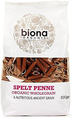 Biona Organic Spelt Penne Wholegrain Vegan Pasta 500g - Ancient Grain, Smooth Texture, Fantastic Flavour, High Fibre