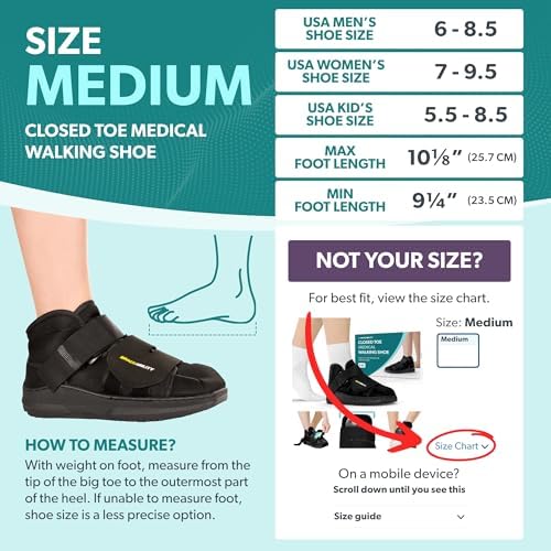 BraceAbility Closed Toe Medical Walking Shoe - Lightweight Broken Toe Cast Boot, Fractured Foot Brace for Metatarsal Stress Fracture, Post-op Bunion, Hammertoe Surgery Recovery - For Men or Women (M)